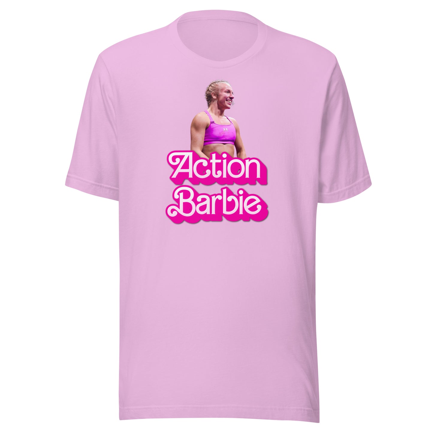 Lilac shirt action barbie stephanie de maio