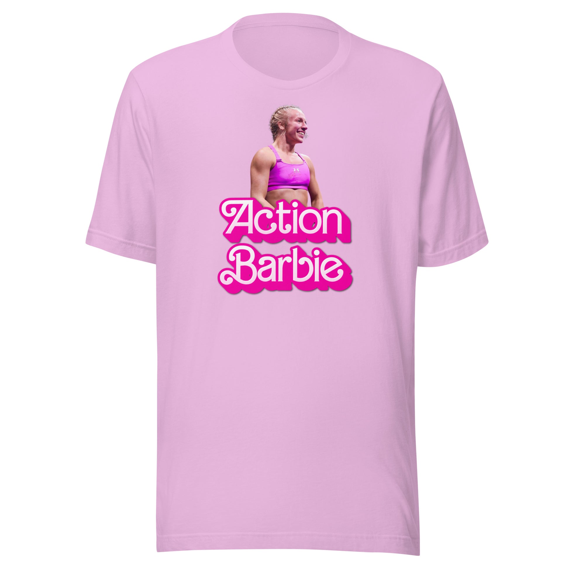 Lilac shirt action barbie stephanie de maio