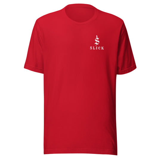 red slick logo shirt