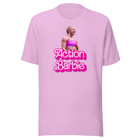 Lilac shirt action barbie stephanie de maio